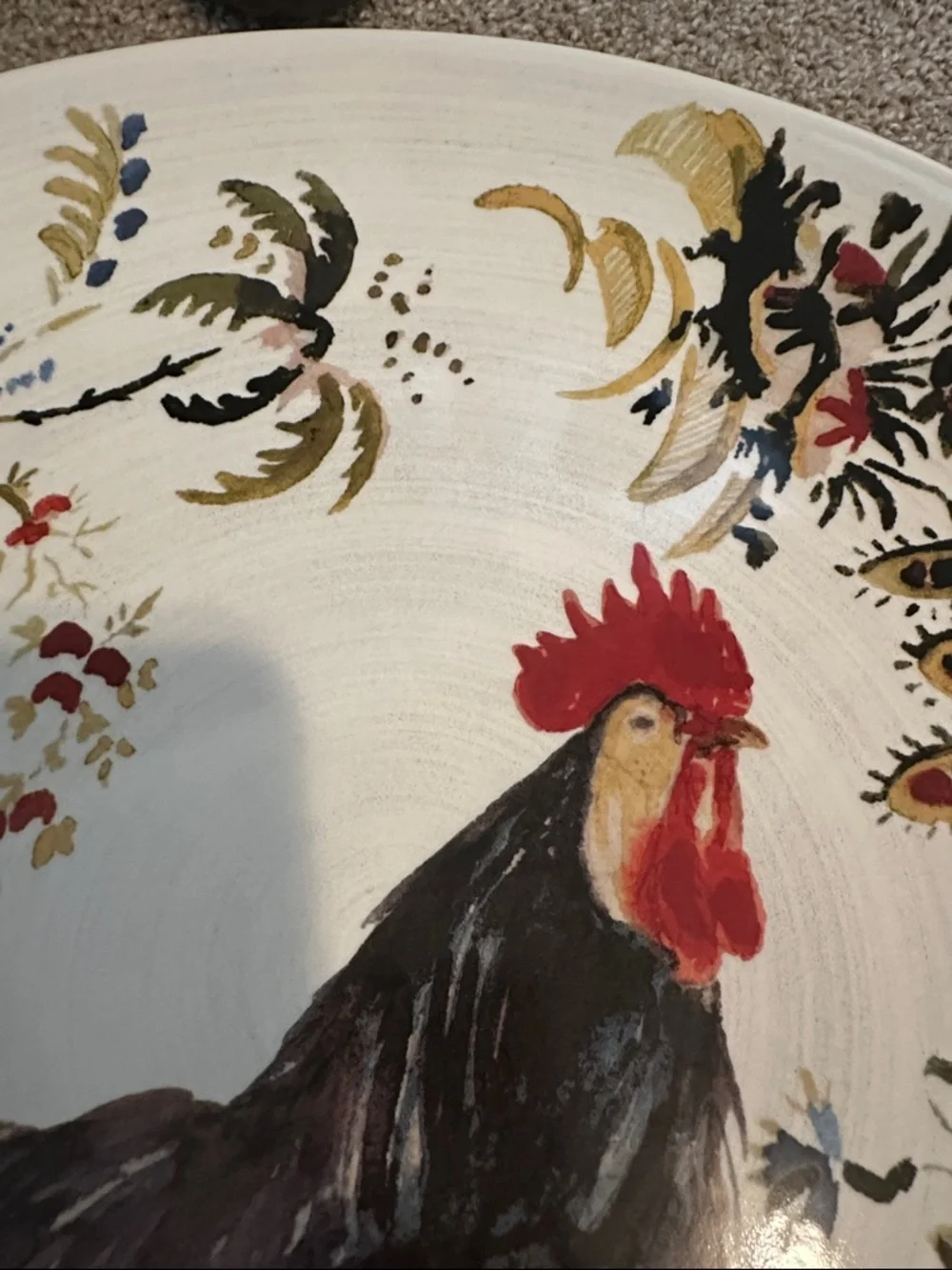 Williams Sonoma Rooster Francais Chop Plate designed by artist Marc Lacaze.